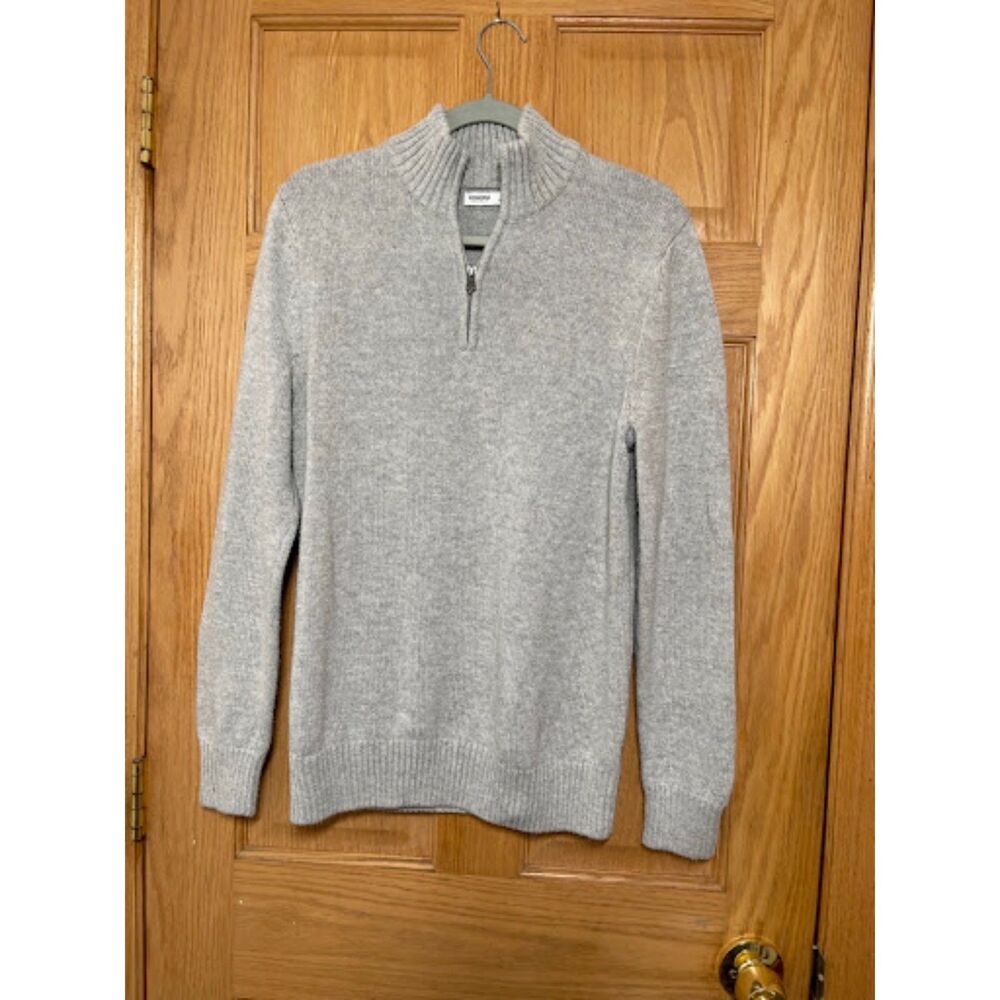 Sonoma Goods For Life Mens Quarter Zip Knit Sweater Medium Light Grey Heather